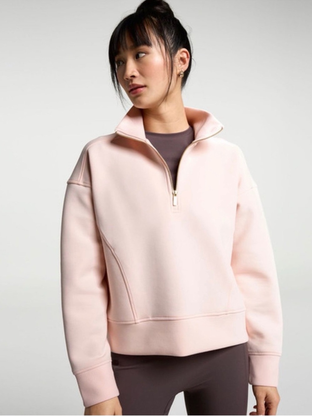 Calia by Carrie Underwood Half-Zip Pique Pullover Sweatshirt - Pink